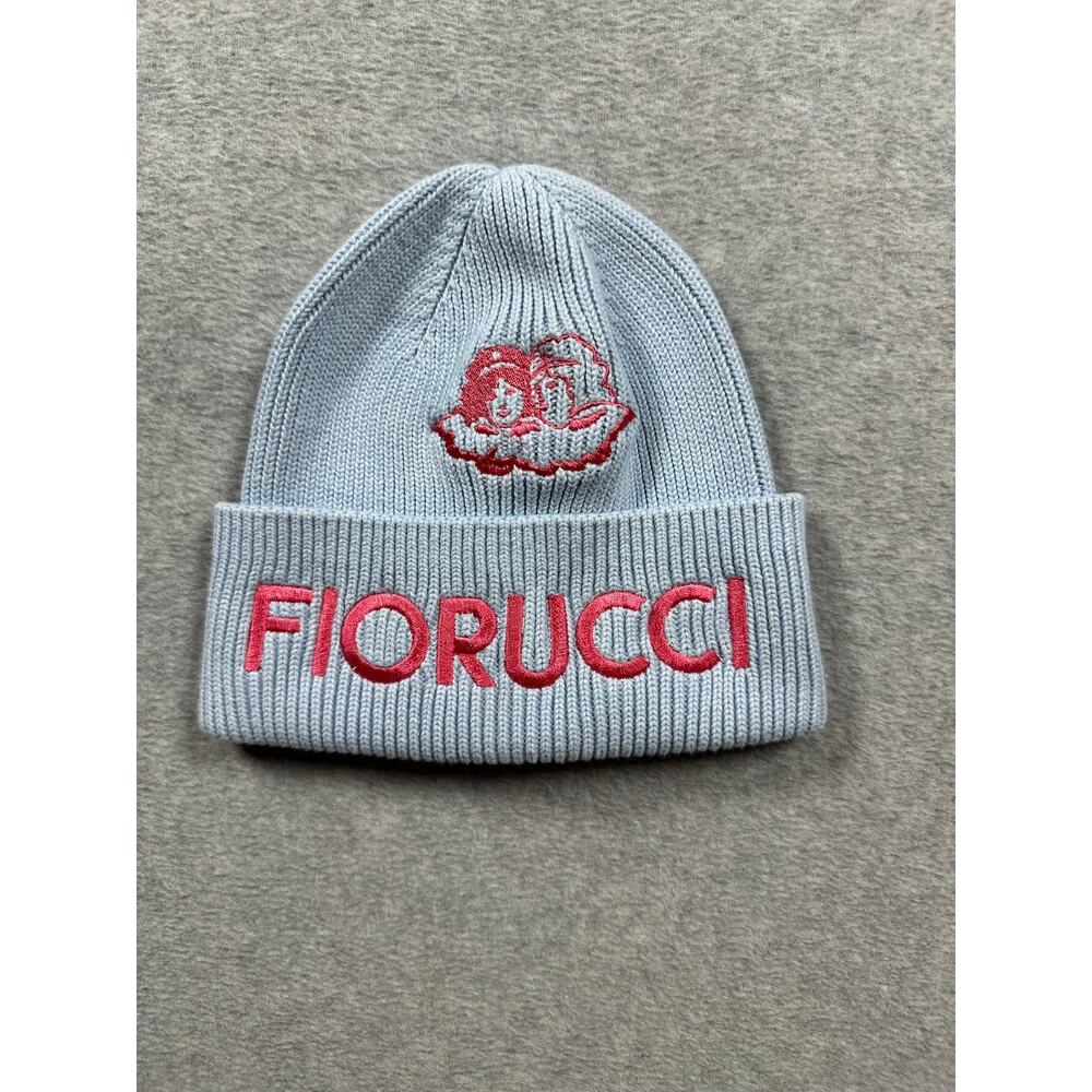 FIORUCCI Milan Angels Beanie Hat Women's Blue Cotton Milano Logo Embroidered